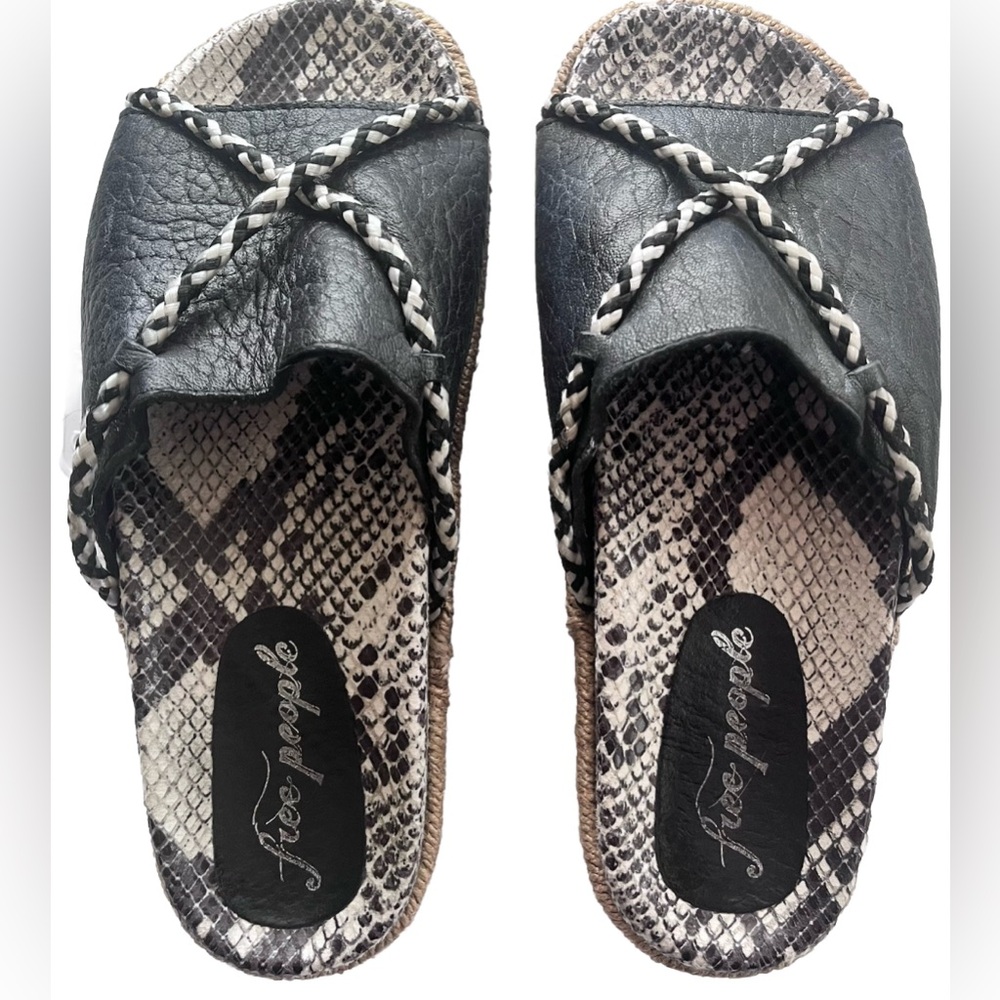 Free People 36/6 Black & White Python Print Slip … - image 1